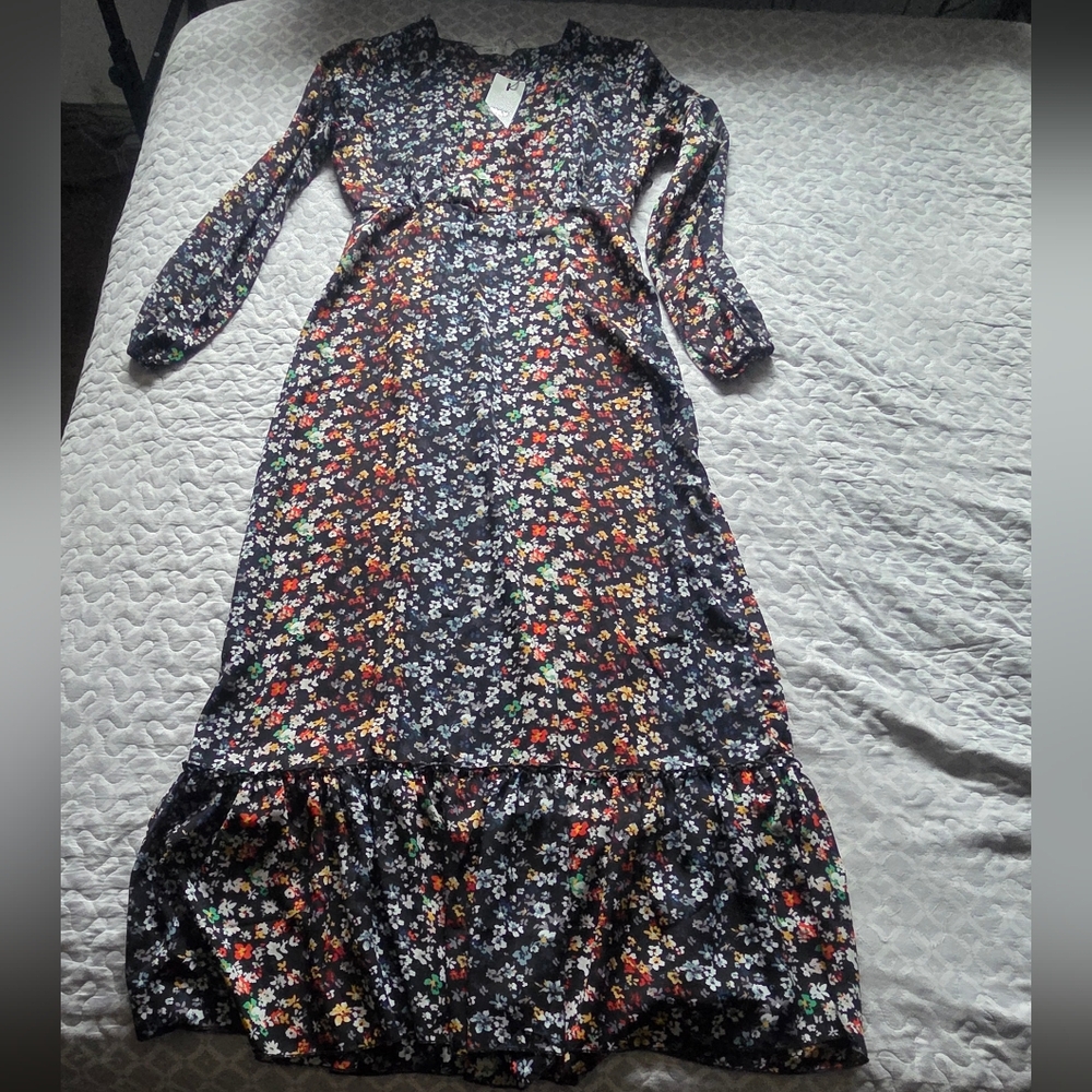 NWT Sheer Floral Boho Maxi Dress 8